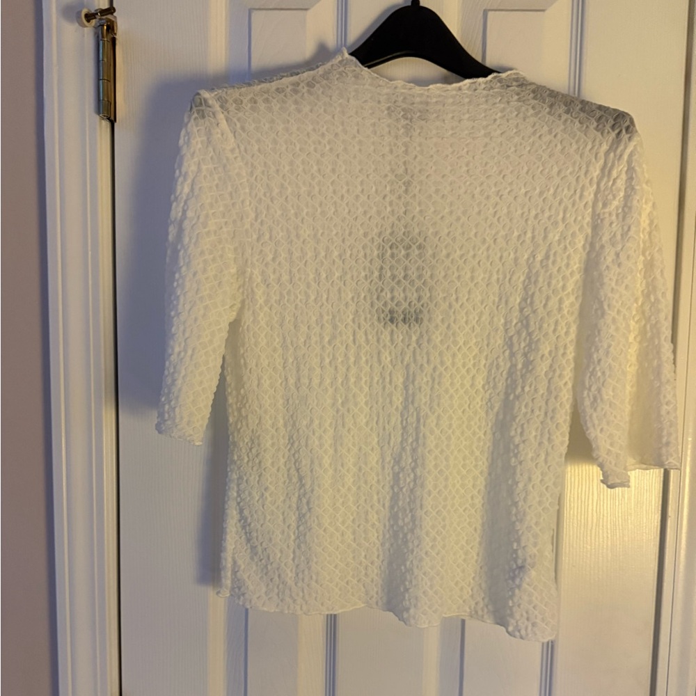 Adrianna Papell White Textured Blouse
